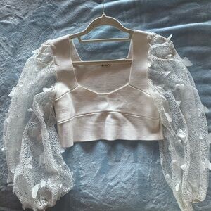 Elegant White Puff Sleeve Top